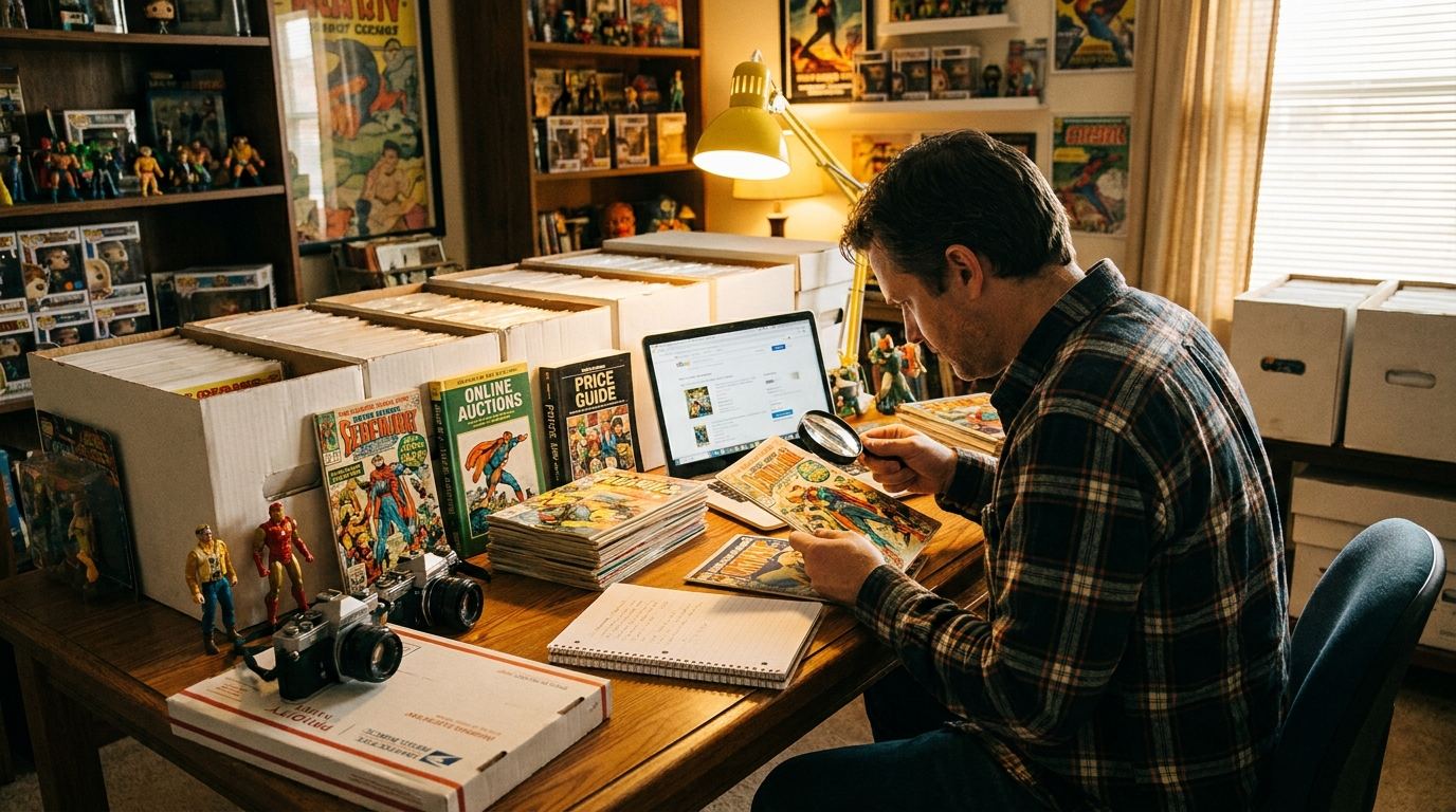 Comic book collection displayed for resale