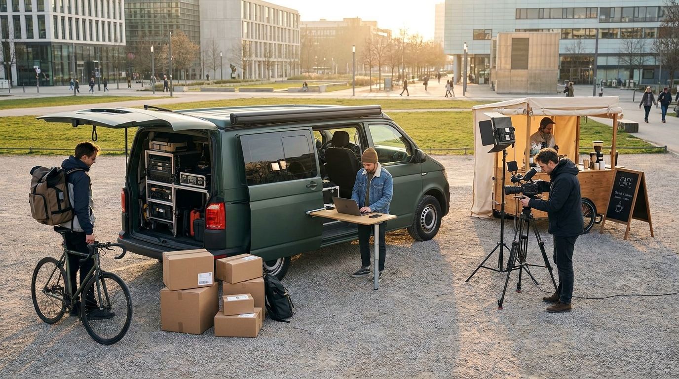 Mobile food business parked outdoors