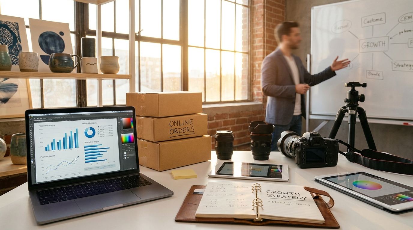 Products arranged for a live online sale