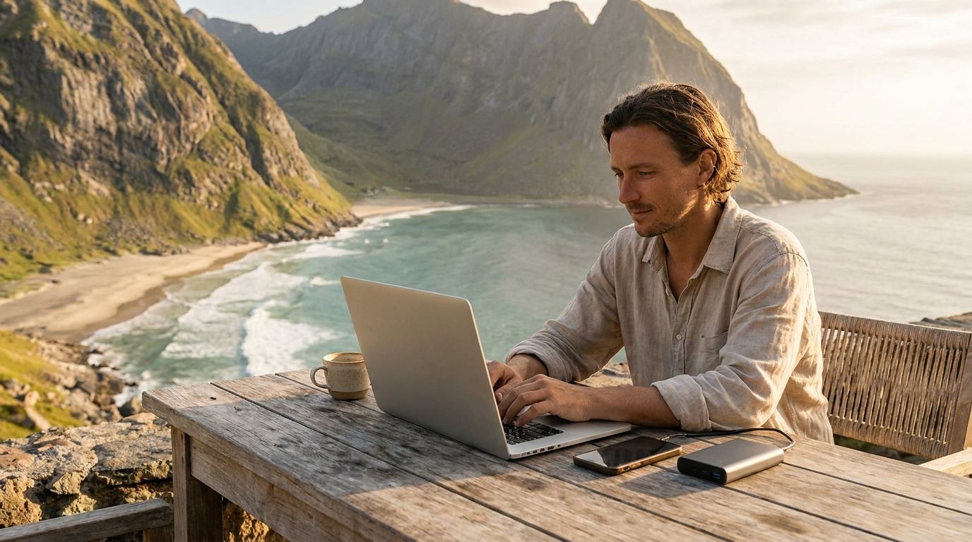 Open landscape suggesting flexible travel and work