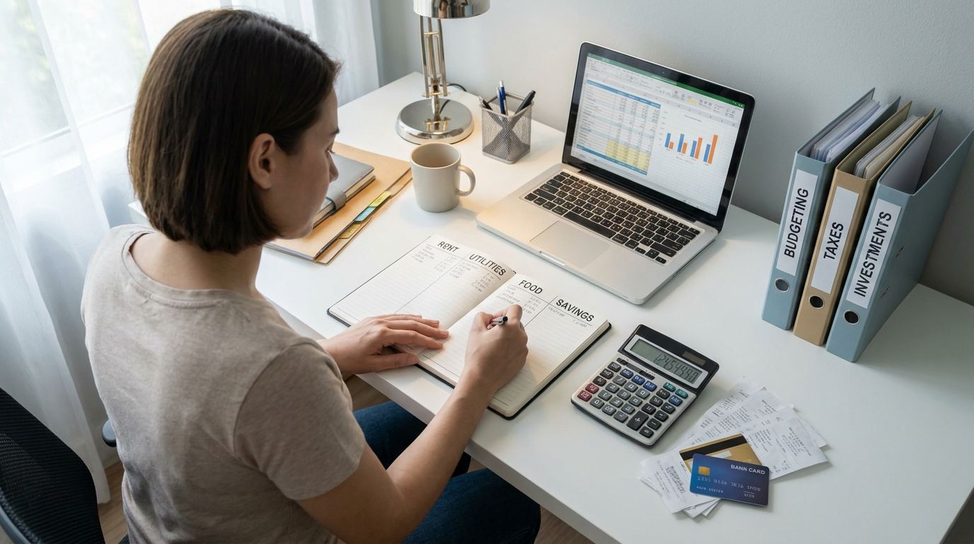 Person working through a household income plan