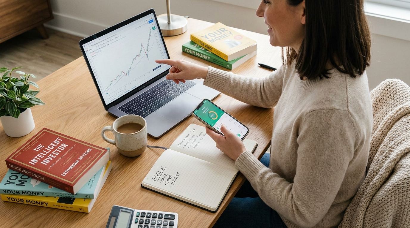 Person reviewing investment choices on a laptop